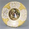 A Rockingham porcelain cabinet plate, c.1830-42, D. 25cm                                                                               