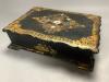 An early 19th century mother of pearl inlaid papier mache stationery box, length 32cm                                                                                                                                       