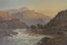 English School c.1900, watercolour, Anglers beside a Scottish river, 35 x 52cm                                                                                                                                              