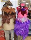 The Magic Flute: Papagena's pink, lilac and purple bodice with matching feather skirt and feathered bird headdress,                    