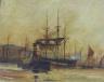 After F.W. Scarborough, oil on canvas, Shipping on The Thames, bears signature, 50 x 60cm                                                                                                                                   