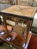 An Edwardian marquetry inlaid rosewood envelope card table, width 55cm, depth 55cm, height 74cm                                                                                                                             