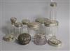 Part sets of silver-mounted glass toilet jars, etc.,                                                                                   