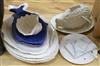 A collection of fish shaped and oval ceramics dishes, cheese slice and stand (7)                                                       