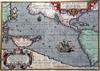 Abraham Ortelius Map of 'Maris Pacifici', first published 1589 (dated), Theatrum Orbis Terrarum Latin edition, later hand-coloured 14 x