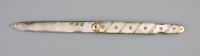 An early 19th century French? gold overlaid and mother of pearl mounted handled fruit/pocket knife,                                    