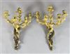 A pair of 19th century French Louis XVI style five light bronze and ormolu wall lights, height 22in.                                   