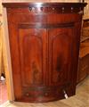 A George III mahogany bowfront corner cupboard W.90cm                                                                                  