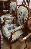 Two 19th century French walnut open armchairs                                                                                          