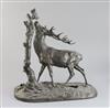 Pierre Jules Mene. A bronzed model of a stag beside a tree trunk, height 15in.                                                         