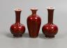 Three Chinese miniature sang-de-boeuf vases, tallest 8 cms high.                                                                                                                                                            