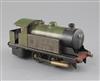 A Bowman live steam O gauge 0-4-0 tank locomotive, green livery, overall 22cms, with track                                             