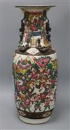 A large Chinese crackle glaze famille rose vase, height 61.5cm (a.f.)                                                                  