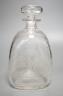 Hunting interest - A Victorian wheel engraved triangular glass decanter, and stopper, 22 cms high.                                                                                                                          