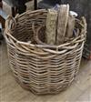 A collection of wicker and cane baskets in sizes largest width 75cm                                                                    