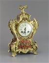 An early 20th century French ormolu and red boulle mantel timepiece, height 12in.                                                      