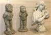 Two reconstituted stone figures of a girl and a boy, and another of a girl with a mandolin (3)                                         