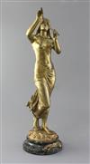 Edouard Drouot (1859-1935). A French ormolu figure of a pipe girl, 'La Muse des Bois', 20in.                                           