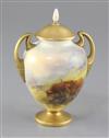 Harry Stinton for Royal Worcester. A two handled ovoid vase and cover, c.1936, height 17cm                                             