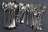 A matched silver Old English pattern part service of flatware, initialled, George III and later, 50.5 oz.                              