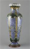 Eliza Simmance for Royal Doulton Lambeth, a tall lotus design vase, c.1910, 42.5cm                                                     