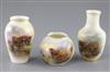 Harry Stinton for Royal Worcester. Three Highland cattle painted vases, first half 20th century, height 6.8cm - 12cm                   