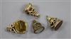 Four assorted 19th century gold plated and overlaid fob seals                                                                          