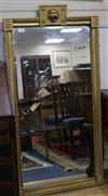 A gilt framed mirror with lion mask top W.74.5cm                                                                                       