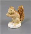 A Rockingham porcelain figure of a red squirrel, c.1830, H. 6cm, chips to ears                                                         