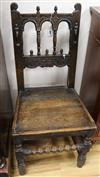 A 17th century Derbyshire wood seat dining chair, with bobbin turned underframe                                                        