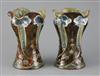 Frank A Butler for Doulton Lambeth, an pair of organic free-form lobed vases, c.1895, 18cm                                             