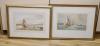 EAS c.1900, watercolour, Fishing boats off the coast, initialled, 17 x 28cm and another similar work                                                                                                                        