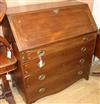 A George III inlaid mahogany bureau W.104cm                                                                                            