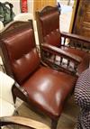 A pair of Victorian oak library chairs                                                                                                 