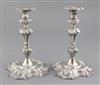 An ornate pair of 1960's Irish cast silver candlesticks by Royal Irish Silver Ltd, 56.5 oz.                                            