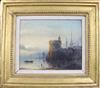 J Hilveredinck (1813-1902), oil on panel, harbour scene, signed, 10 x 13cm                                                             