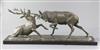 Irénée Rochard (1906-1984). A French Art Deco bronzed spelter group of two fighting stags, 29.5in.                                     