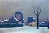 § Folmer Bendsten (Danish 1907-1993), Street Scene in winter 15 x 21.5in.                                                              