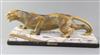 Guy Débe. A French Art Deco patinated spelter model of a crouching leopard, 'Panthere A L'Affut', 21.5in.                              