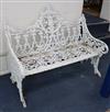 A Victorian Coalbrookedale design white painted cast iron Gothic garden bench W.120cm                                                  