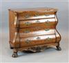 A 19th century Dutch walnut and marquetry bombe commode, W.3ft 6in. D.1ft 10in. H.2ft 9in.                                             