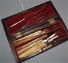 A 19th century rosewood cased scalpel set, some signed Still                                                                           