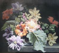 § G. Bennett Oates (1928-2009) Hibiscus and clematis 18.5 x 20.5in.                                                                    