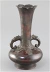 A Chinese bronze bottle vase, Song - Yuan dynasty, height 23cm, old repairs                                                            