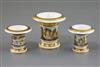 A rare Rockingham miniature garniture of three vases, c.1826-30, H. 6.2cm and 4.5cm, repair to largest vase                            