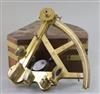 A 19th century Troughton Simms brass double framed sextant, made for Lieutenant Colonel Hodgson, 10in., in original brass mounted mahog