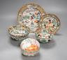 A Chinese famille rose box and cover, 9.7 cm diameter and a group of porcelain ‘chicken’ wares, Republic period                                                                                                             