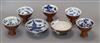 Five Chinese cafe au lait glazed stem bowls and two other bowls                                                                        