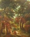 Attributed to John Joseph Barker of Bath (1826-1904) Cattle drover in woodland 28 x 24in.                                              