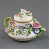 A Rockingham porcelain miniature teapot and cover, c.1830-42, H. 7cm                                                                   